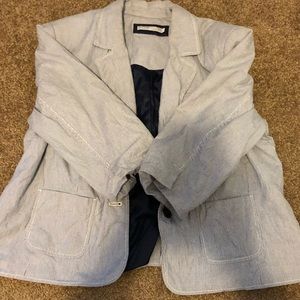 Light navy blue pine stripe 3/4 sleeve blazer